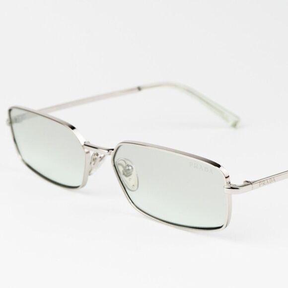 NEW Prada PRA60S 1BC80G Silver Grey Mirror Rectangle Unisex Sunglasses 0PR A60S - Picture 7 of 12